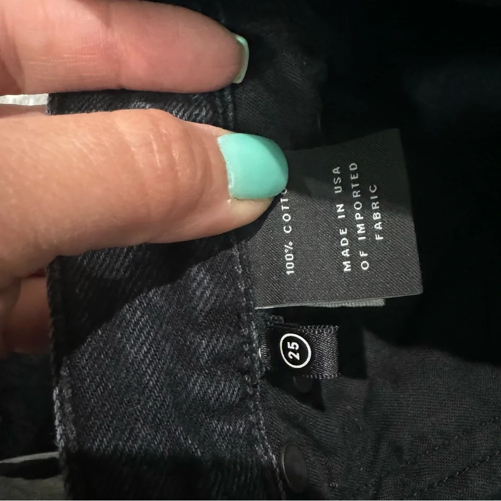 GRLFRND Karolina‎ Skinny High Rise In Hold Up Black Button Fly Raw Hem Size 25